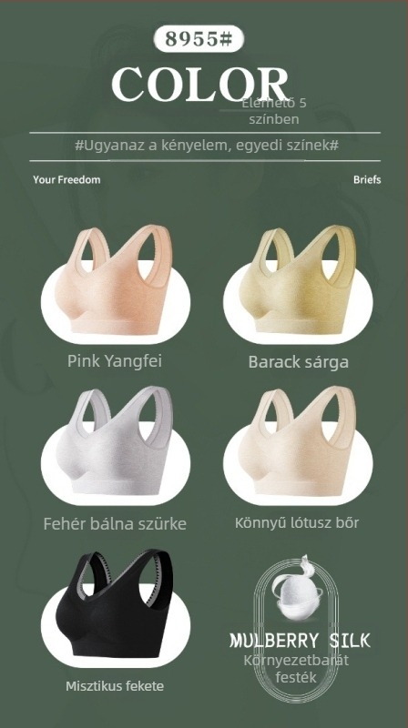 Csipkés sportmelltartó vest-stílusban, kód 8955, 3/4 kosár, vékony formázott kosár, bélés modal-selyem, fő anyag viszkóz-spandex 70–80%