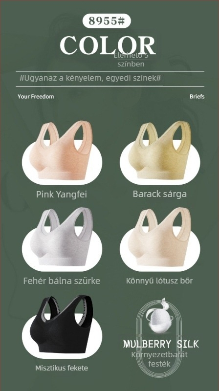 Csipkés sportmelltartó vest-stílusban, kód 8955, 3/4 kosár, vékony formázott kosár, bélés modal-selyem, fő anyag viszkóz-spandex 70–80%