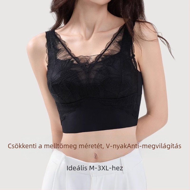 Csipkés, varrat nélküli nylon melltartó hátsó vest-stílusú dizájnnal, lélegző, oldalsó gyűjtés