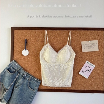 Cami mellpárnás, légáteresztő csipke, koreai stílus, nylon anyag, háromszög kosár