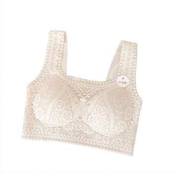 Csipkés, vezeték nélküli Push-Up topp, 3/4-es kosár, vékony formázott kosarak