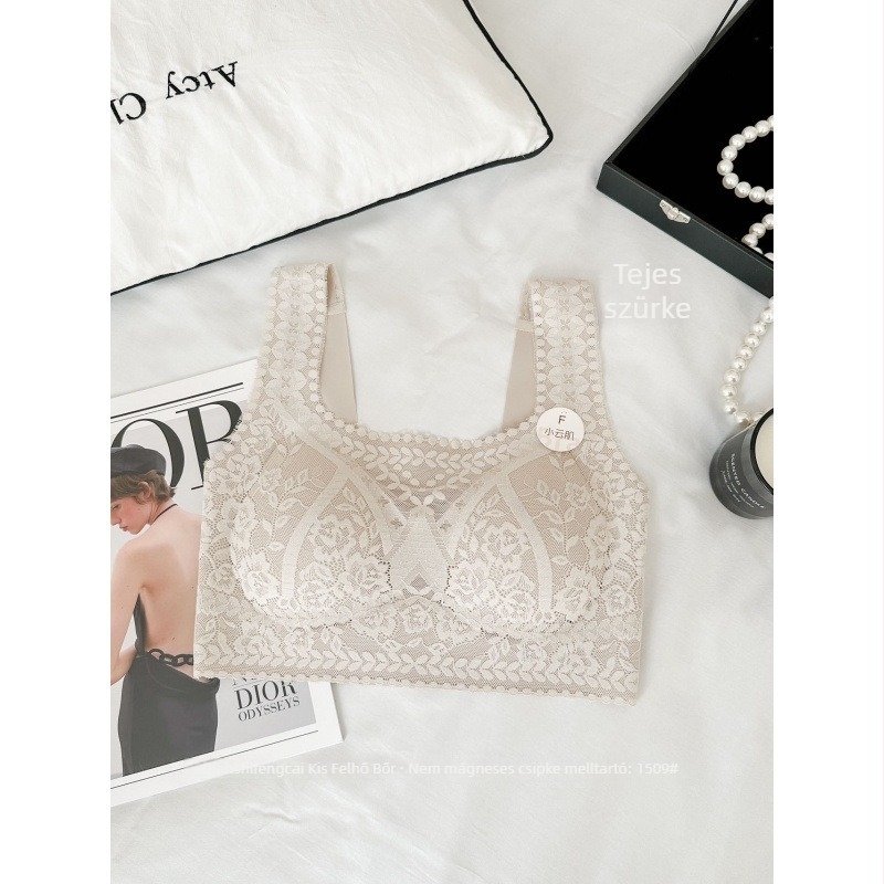 Csipkés, vezeték nélküli Push-Up topp, 3/4-es kosár, vékony formázott kosarak