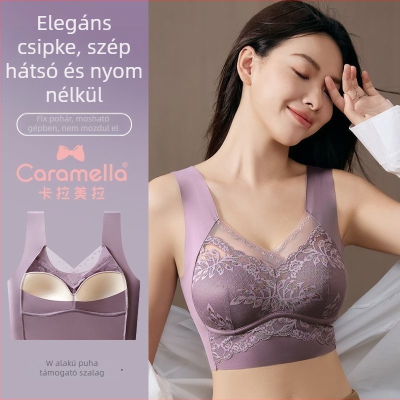 Drót nélküli csipkés melltartó, teljes kosár, tank-stílusú, fix dupla vállpántok, kapcsok nélkül, lélegző nylonkosár