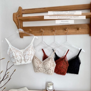 Csipkés melltartó, francia stílusú mély V, háromszög kosár, varrat nélküli, hátsó három sor kapocs