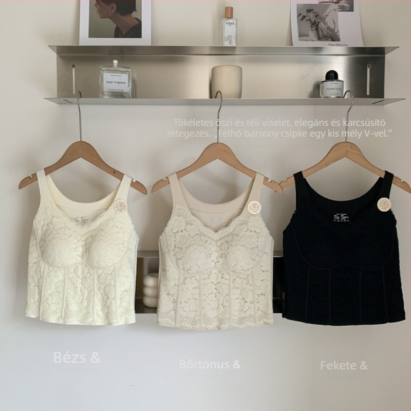 Csipkés topp beépített melltartó párnákkal és belső béléssel, teljes kosár, közepes formájú kosár, anyag: nejlon-dantel, légáteresztő