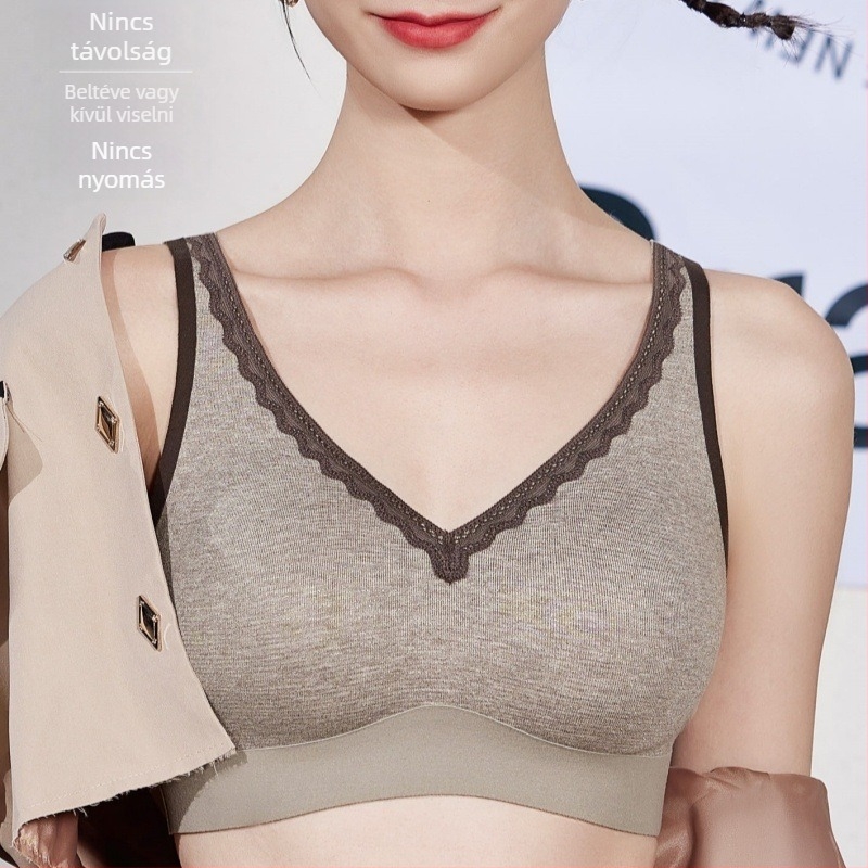 Csipkés seamless melltartó széles rögzített pántokkal, teljes kosár, vékony formázott kosár, bélés Modal, légies és kényelmes