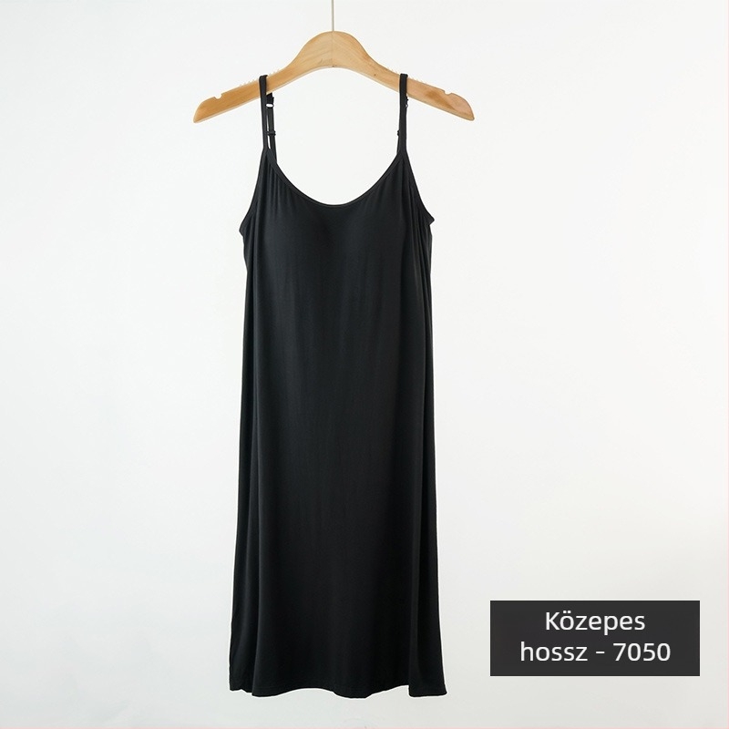 Szoptatós kismama maxi ruha beépített melltámasz és cami-top, ujjatlan, kerek nyakú, hosszú, laza szabás