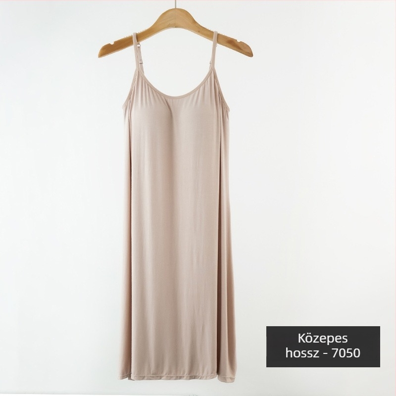 Szoptatós kismama maxi ruha beépített melltámasz és cami-top, ujjatlan, kerek nyakú, hosszú, laza szabás
