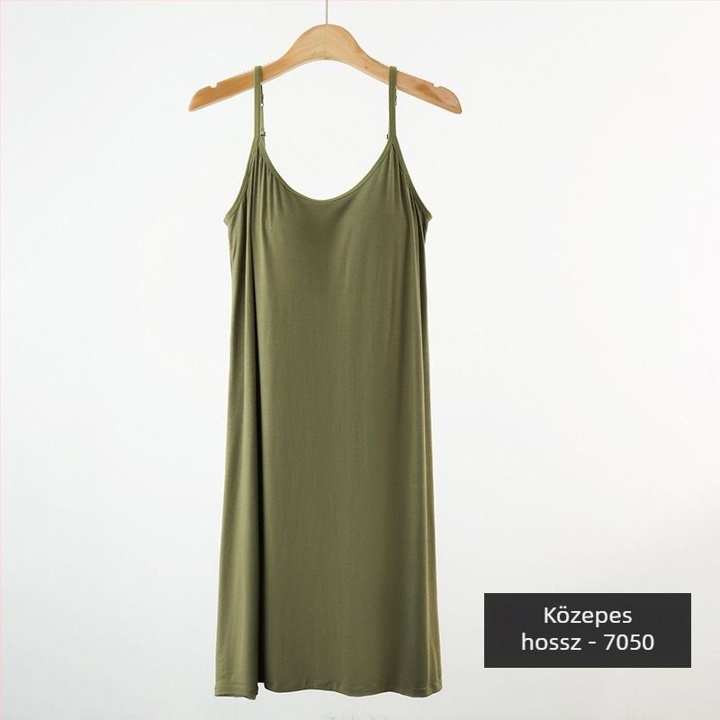 Szoptatós kismama maxi ruha beépített melltámasz és cami-top, ujjatlan, kerek nyakú, hosszú, laza szabás
