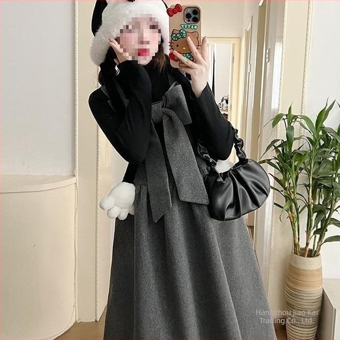 Szülési felső és pántos szoknya szett — Chenille anyag spandex <30%, 5/4 ujjú, ősz-tél japán-koreai laza stílus