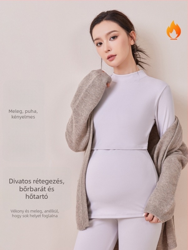 An tianyi Maternity termikus készlet, hosszú ujjú, szoptatási nyílás, poliészter 80–90%, őszi-téli 2025