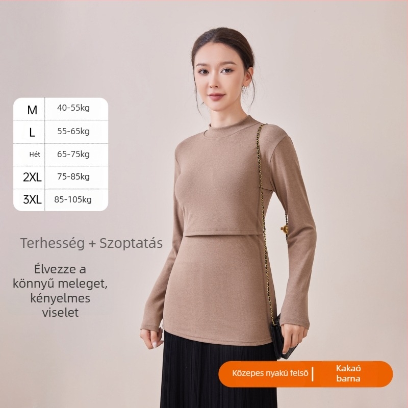 An tianyi Maternity termikus készlet, hosszú ujjú, szoptatási nyílás, poliészter 80–90%, őszi-téli 2025