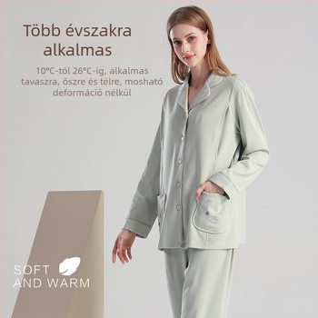 Kismama és szoptatós pizsama szett, két darabos, 95% feletti pamut, hosszú ujjú, szoptatási nyílás