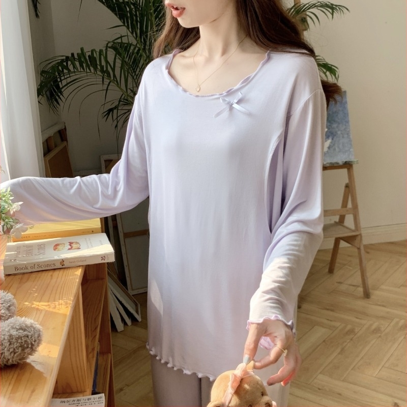 Modal szoptatós pizsama szett hosszú ujjú felsővel és nadrággal, szoptatási nyílás, spandex keverék, nyár 2023.