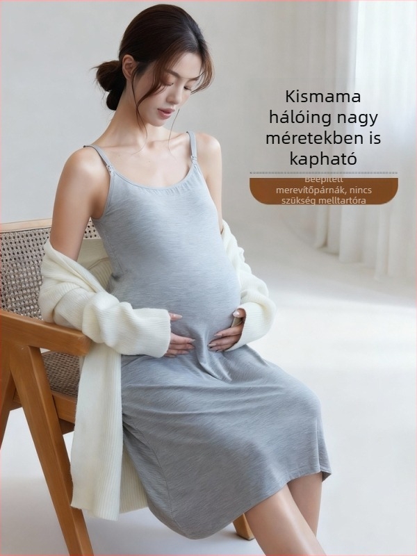 Nyári kismama slipruha modal anyagból, melltámasztó betétekkel, szoptatási lehetőséggel, belső résszel, plusz méret
