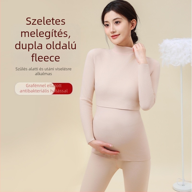 Anyatejes melegítő felső, hosszú ujjú, fél magas gallér, 80–90% poliészter + 10,9% spandex, extra vastag kötés