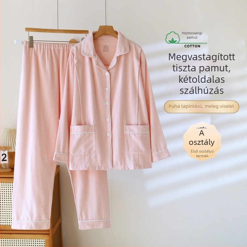 Xiyue új, 100% pamutból készült vastagított bolyhos felületű kismama- és szoptatós ruhaszett, ősz–tél, két darab