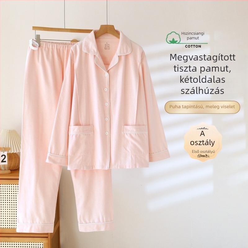 Xiyue új, 100% pamutból készült vastagított bolyhos felületű kismama- és szoptatós ruhaszett, ősz–tél, két darab