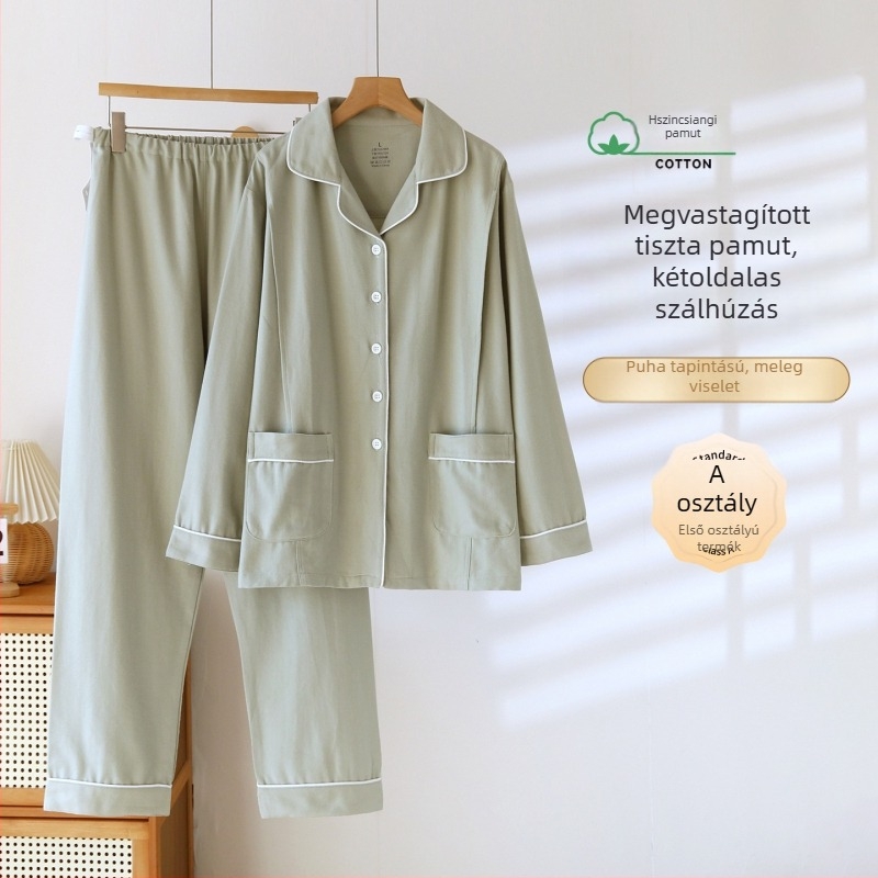Xiyue új, 100% pamutból készült vastagított bolyhos felületű kismama- és szoptatós ruhaszett, ősz–tél, két darab