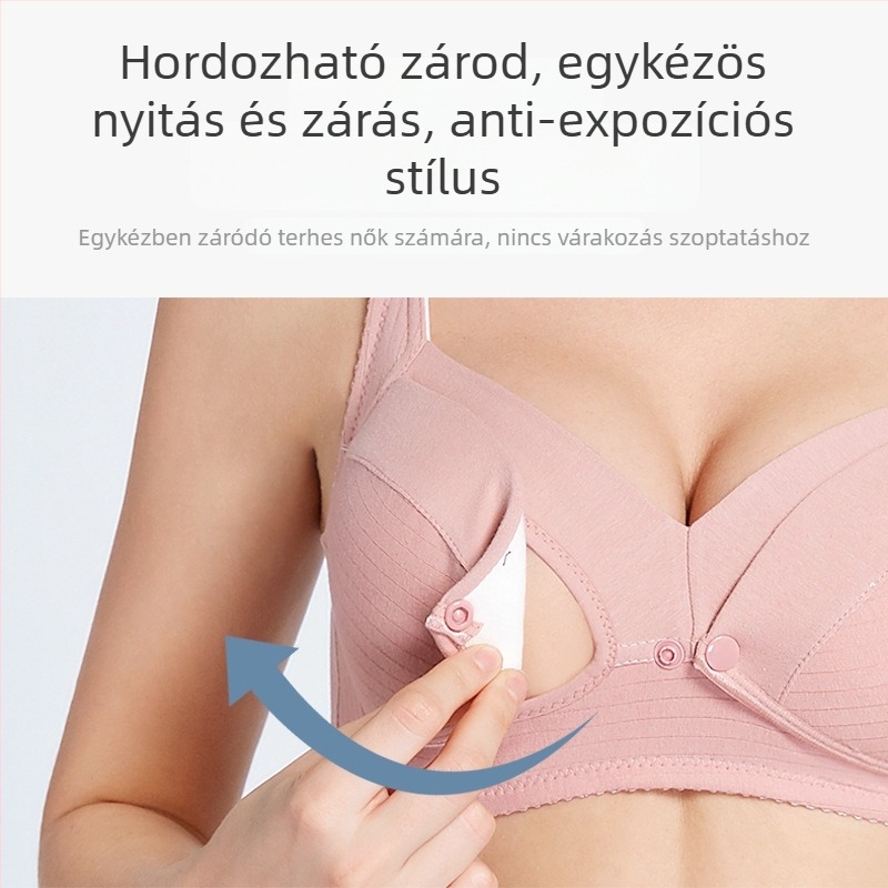 Pamut szoptatós melltartó vékony formázott kosarakkal, előre nyíló, merev dupla vállpántok, csipke szegéllyel