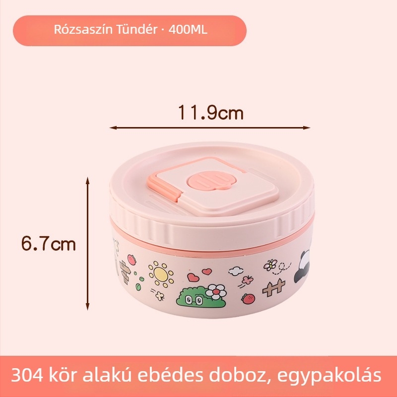 304 rozsdamentes acélból készült hőszigetelt ebédes doboz, többszintű osztályozó kialakítás, mikrohullámú sütőben használható, testreszabás elérhető