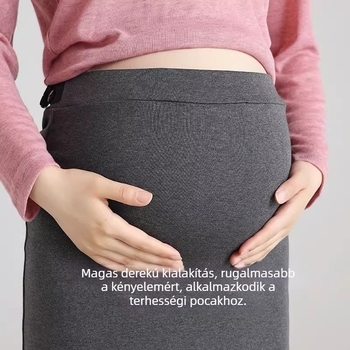 Nyári kismama midi szoknya, 100% pamut, állítható derék, könnyed esésű, A-vonalú