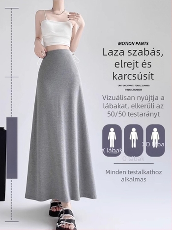 Kismama fishtail szoknya, laza szabású, hosszú, egyszínű viszkóz anyagú