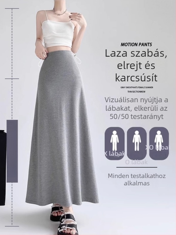 Kismama fishtail szoknya, laza szabású, hosszú, egyszínű viszkóz anyagú