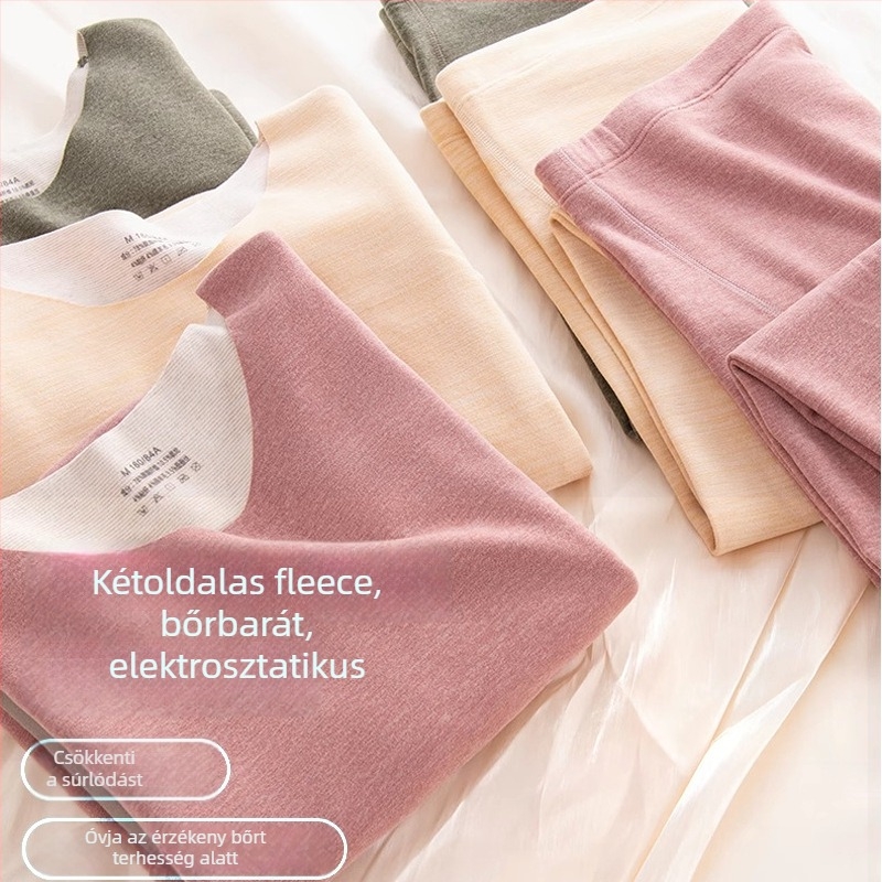 Anyasági termosz alapréteg szett etetéshez — őszi-téli felső és nadrág, kationos poliészter, 181–200 g/m², kerek nyak, hosszú ujj
