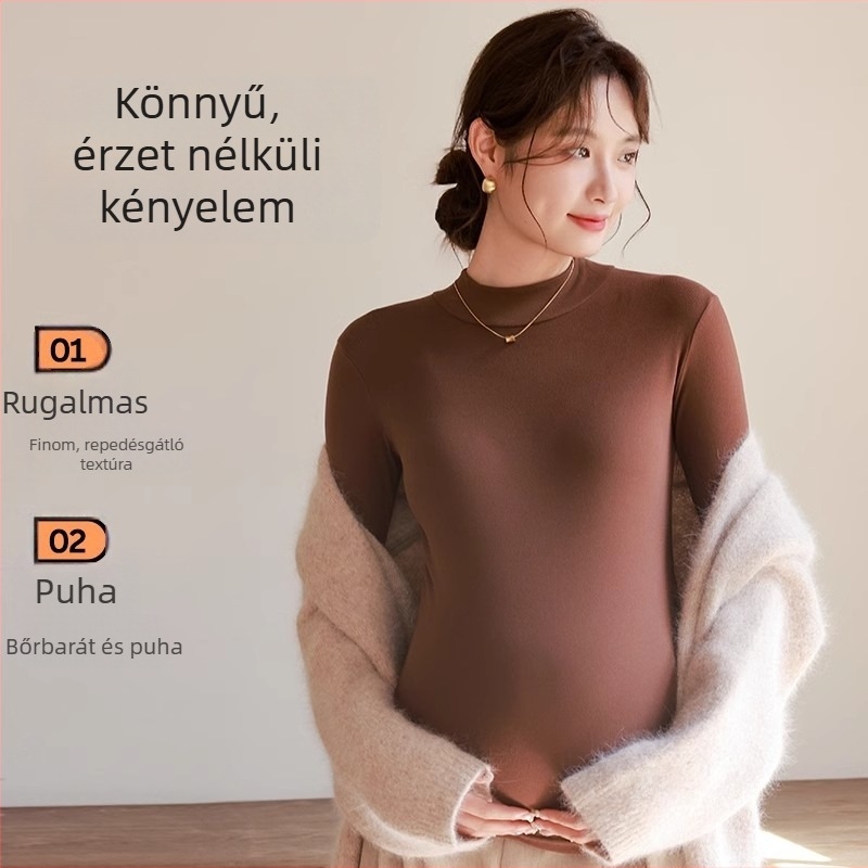 Kismama alap felső ősz-télre, magas nyakú, lágy velúrhatású anyag, belső- és külső rétegként egyaránt viselhető