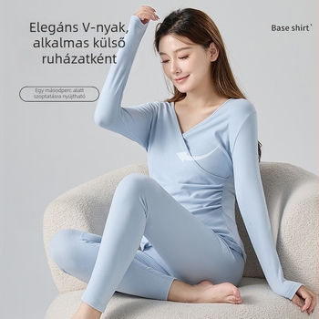Anyasági melegítő fehérnemű szett posztpartum szoptatáshoz, szoptatós pizsama ősz–tél