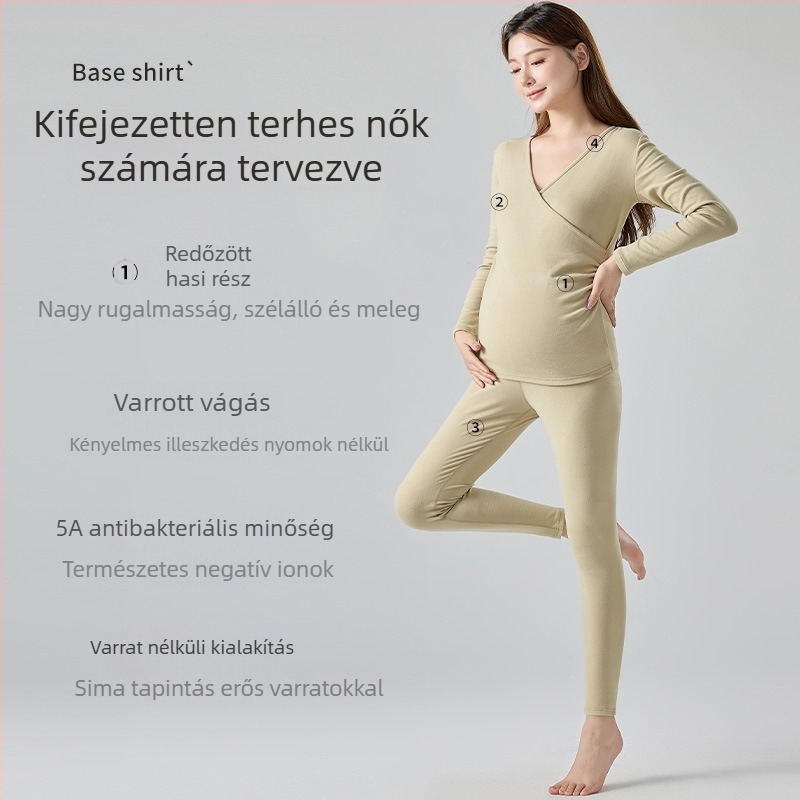 Anyasági melegítő fehérnemű szett posztpartum szoptatáshoz, szoptatós pizsama ősz–tél