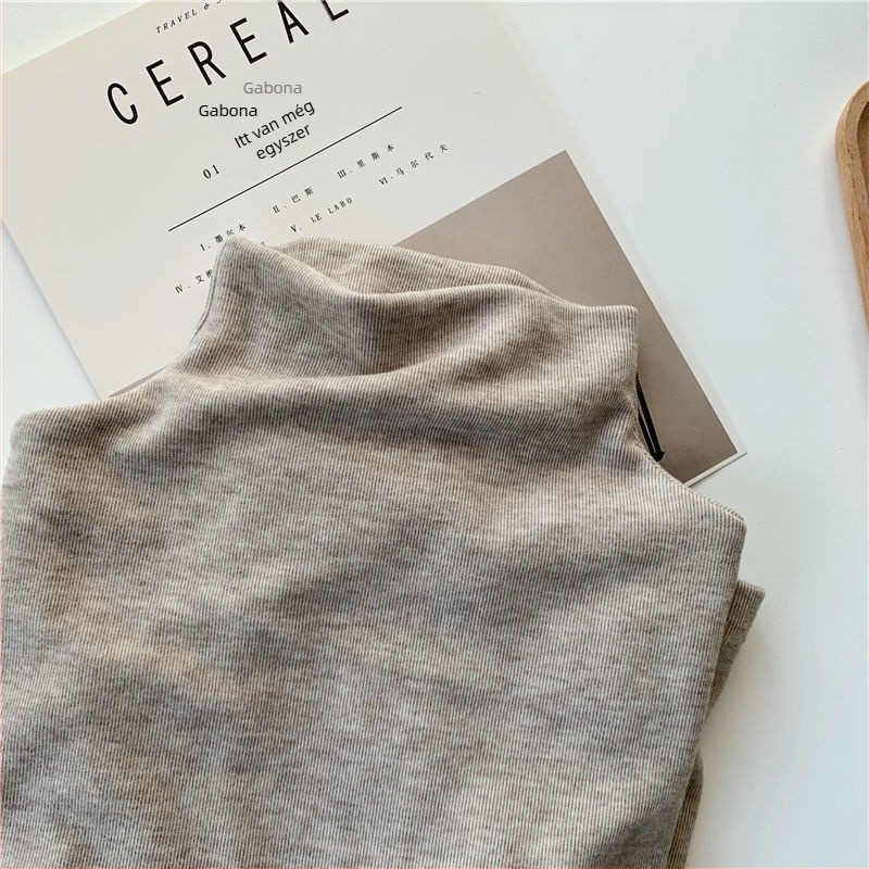 Hosszú ujjú top Sheep velvet anyagból, pulóver stílus, egyszerű fazon, fél-nyakú gallér, karcsú szabás