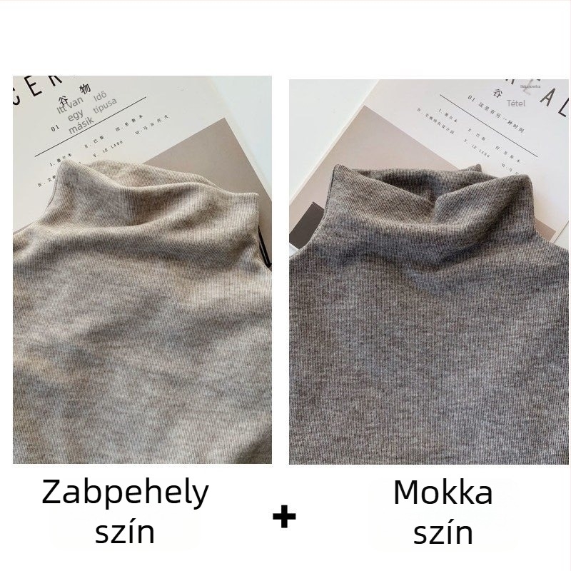 Hosszú ujjú top Sheep velvet anyagból, pulóver stílus, egyszerű fazon, fél-nyakú gallér, karcsú szabás