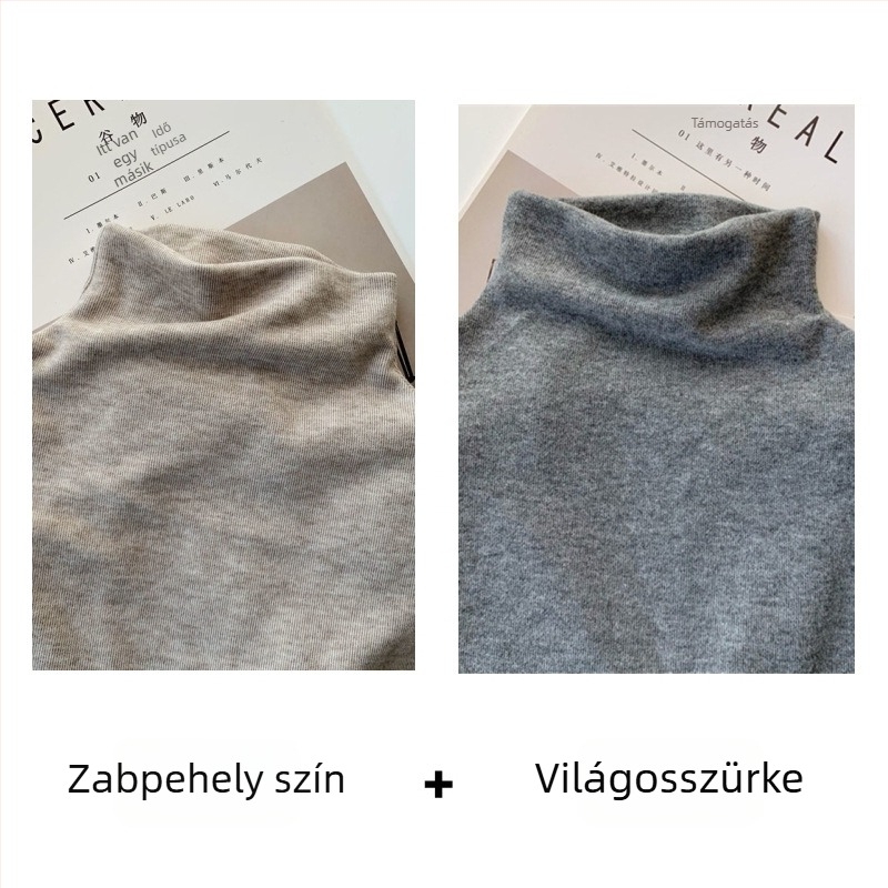 Hosszú ujjú top Sheep velvet anyagból, pulóver stílus, egyszerű fazon, fél-nyakú gallér, karcsú szabás