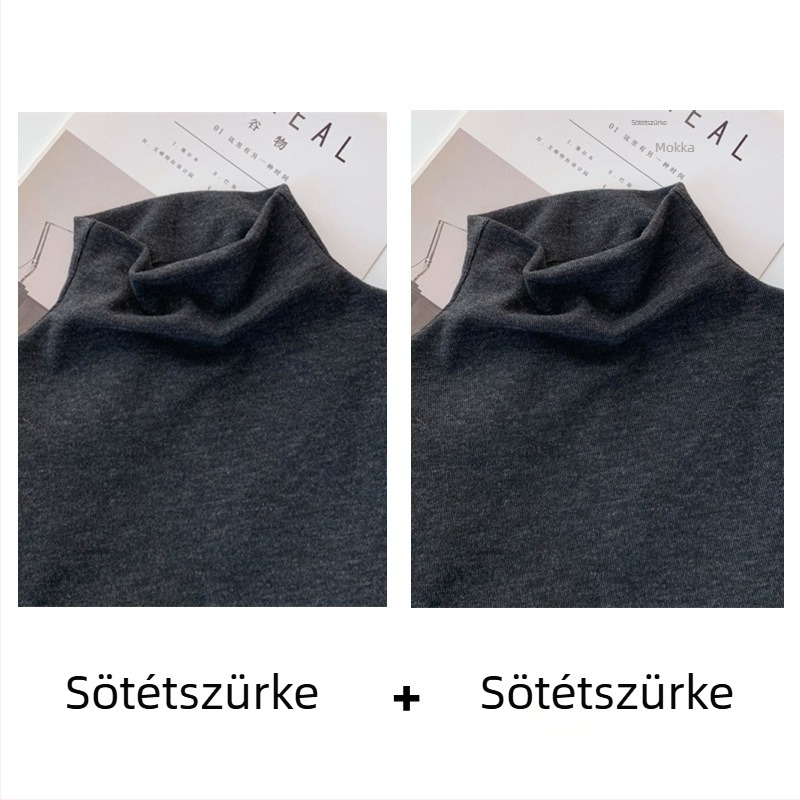 Hosszú ujjú top Sheep velvet anyagból, pulóver stílus, egyszerű fazon, fél-nyakú gallér, karcsú szabás