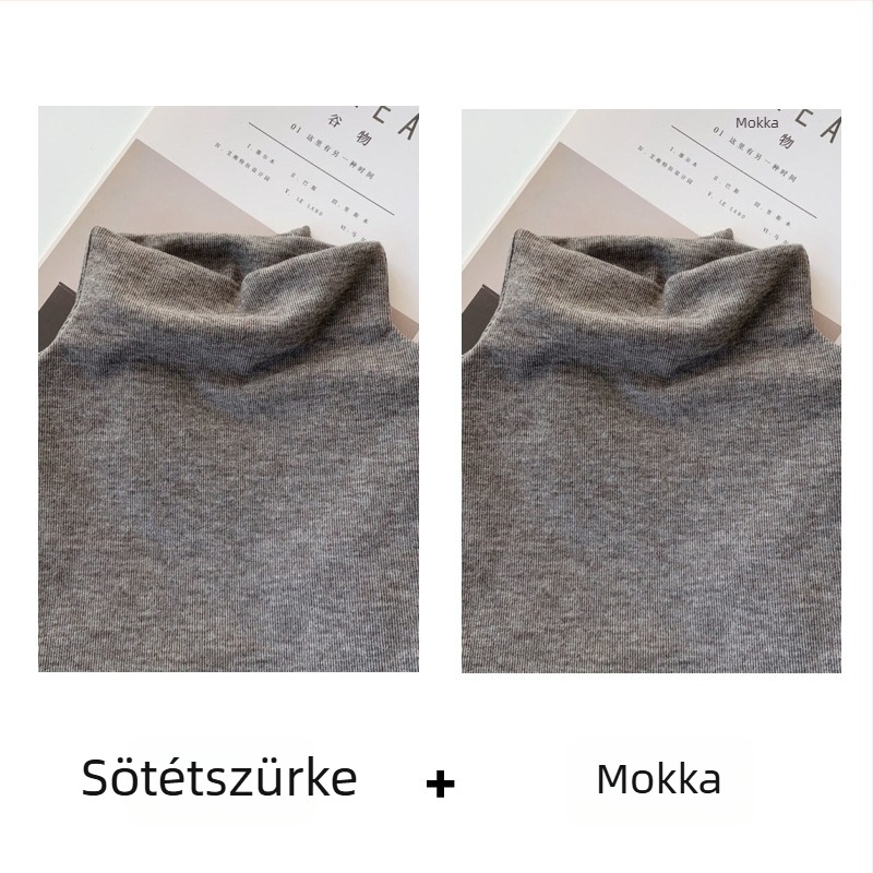 Hosszú ujjú top Sheep velvet anyagból, pulóver stílus, egyszerű fazon, fél-nyakú gallér, karcsú szabás