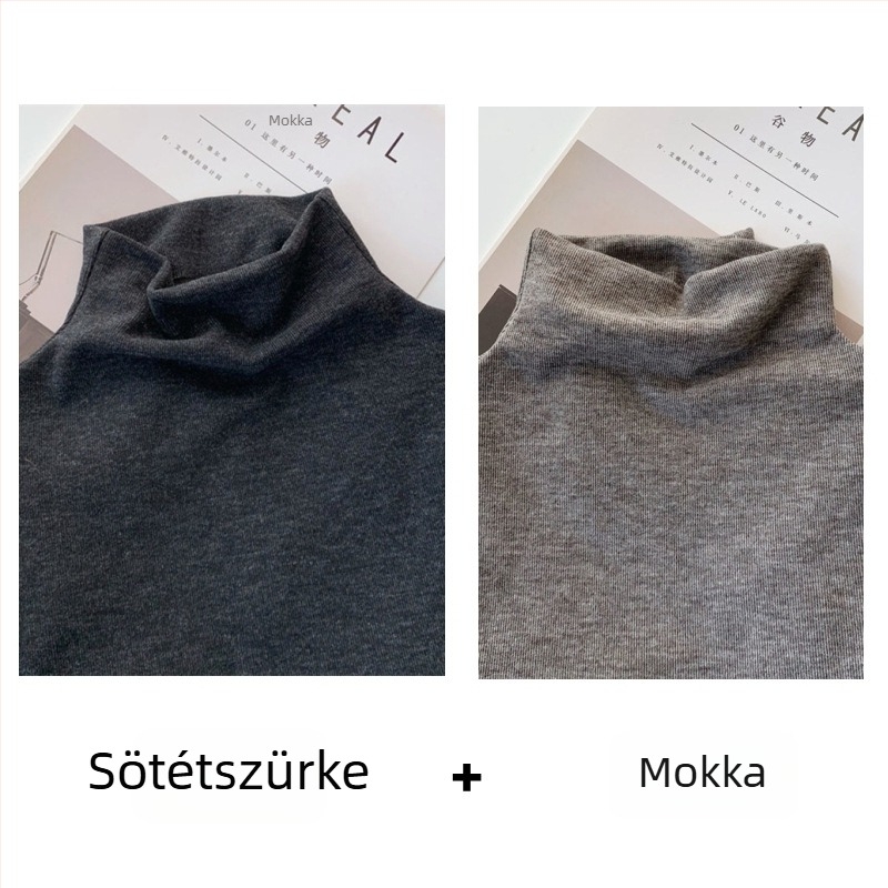 Hosszú ujjú top Sheep velvet anyagból, pulóver stílus, egyszerű fazon, fél-nyakú gallér, karcsú szabás