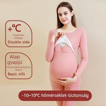 Szülés utáni szoptatós felső szett – ujjatlan, őszi-téli, fleece belső, fő anyag: nylon 80–90%, plus méret, japán-koreai laza stílus