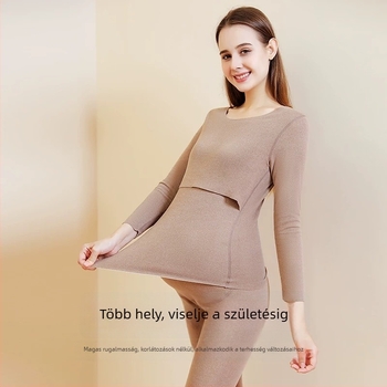 Szülés utáni szoptatós felső szett – ujjatlan, őszi-téli, fleece belső, fő anyag: nylon 80–90%, plus méret, japán-koreai laza stílus