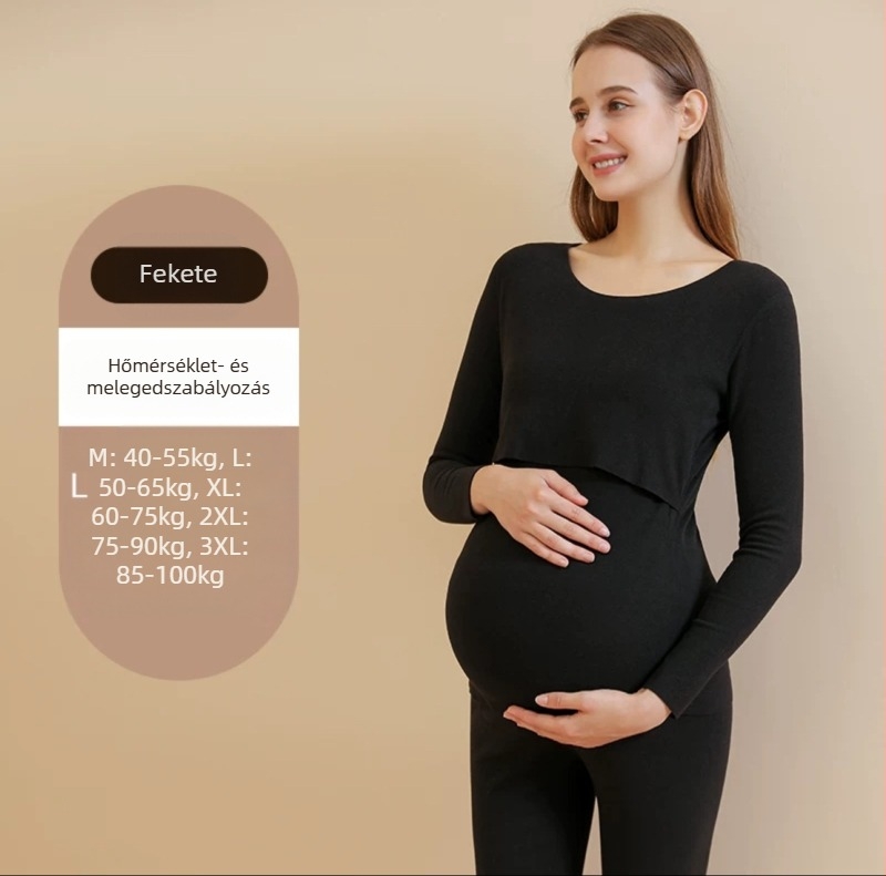 Szülés utáni szoptatós felső szett – ujjatlan, őszi-téli, fleece belső, fő anyag: nylon 80–90%, plus méret, japán-koreai laza stílus