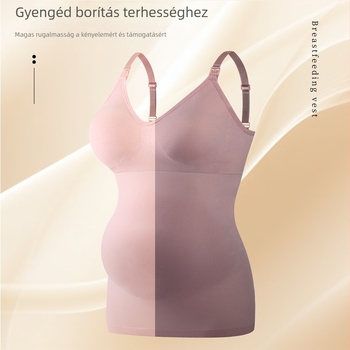 Nylon kismama szoptatós top, seamless, egy darabos, V-nyakú, 90–95% nylon, anyagvastagság 181–200 g/m²
