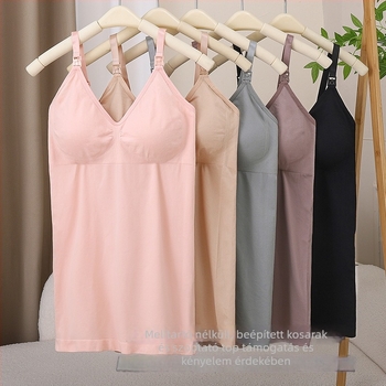 Nylon kismama szoptatós top, seamless, egy darabos, V-nyakú, 90–95% nylon, anyagvastagság 181–200 g/m²
