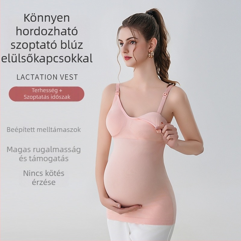 Nylon kismama szoptatós top, seamless, egy darabos, V-nyakú, 90–95% nylon, anyagvastagság 181–200 g/m²
