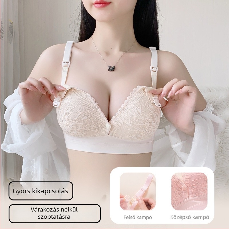 Csipjés szoptatós melltartó push-up hatással, anti-sag dizájnnal; vékony, formázott kosarak; külső nylon, belső pamut; minden terhességi és szoptatási fázishoz.