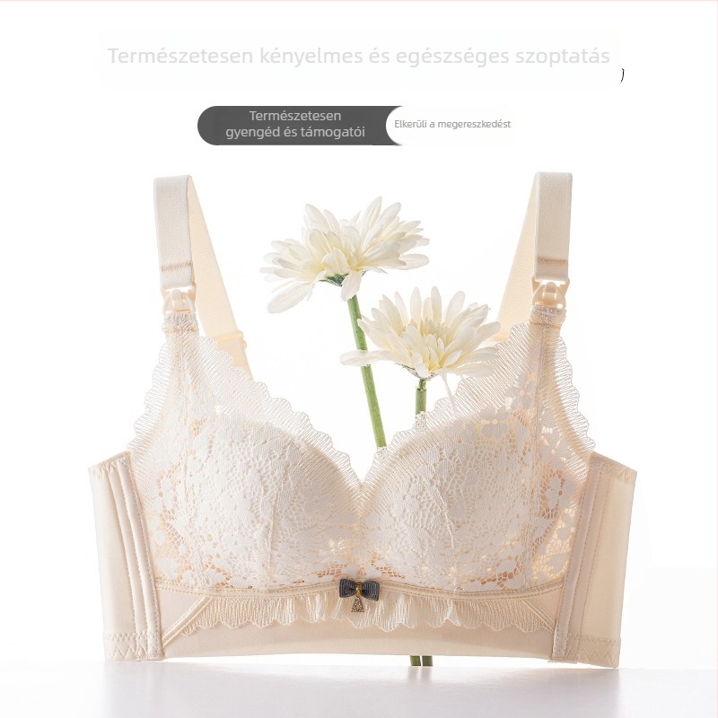Posztpartum szoptatós melltartó elülső csattal záródó, anti-süllyedés, vékony formázott kosár, levehető dupla vállpántok