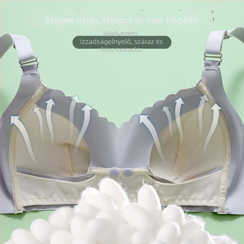 Anyasági melltartó szoptatáshoz vékony formázott kosarakkal, csipkével, merevítő nélkül, hátul négy soros záródással, szoptatáshoz