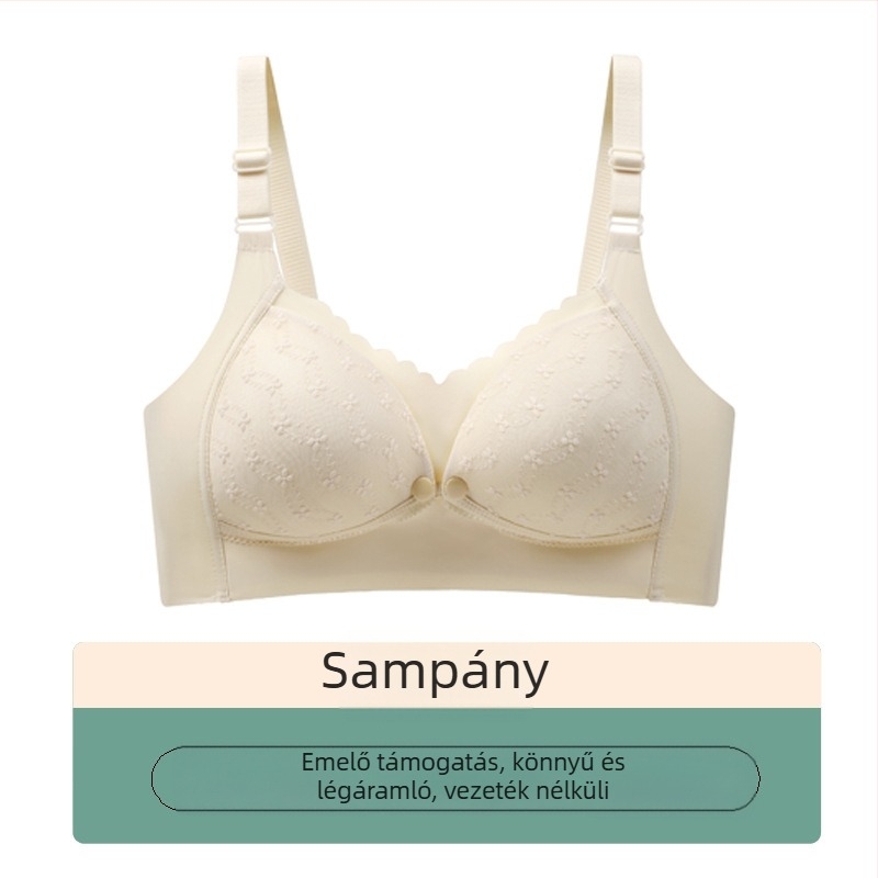 Anyasági melltartó szoptatáshoz vékony formázott kosarakkal, csipkével, merevítő nélkül, hátul négy soros záródással, szoptatáshoz