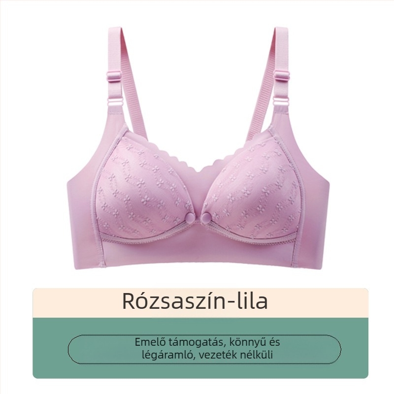 Anyasági melltartó szoptatáshoz vékony formázott kosarakkal, csipkével, merevítő nélkül, hátul négy soros záródással, szoptatáshoz