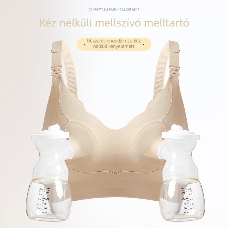Női szoptatós melltartó, kettős használat: pumpálás kéz nélkül és szoptatás, varrat nélküli, állítható pántok, acélgyűrű nélkül, új modell, támogat és formáz